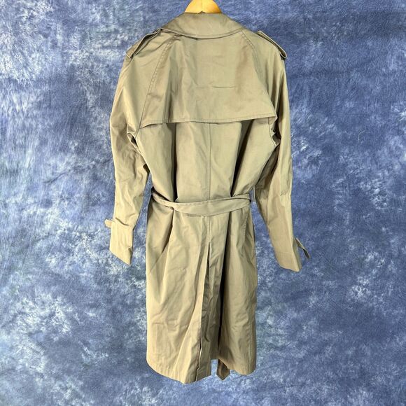 Vtg London Fog Double Breasted Trench Coat Removable Lining Men Size 40R Khaki - Picture 2 of 5